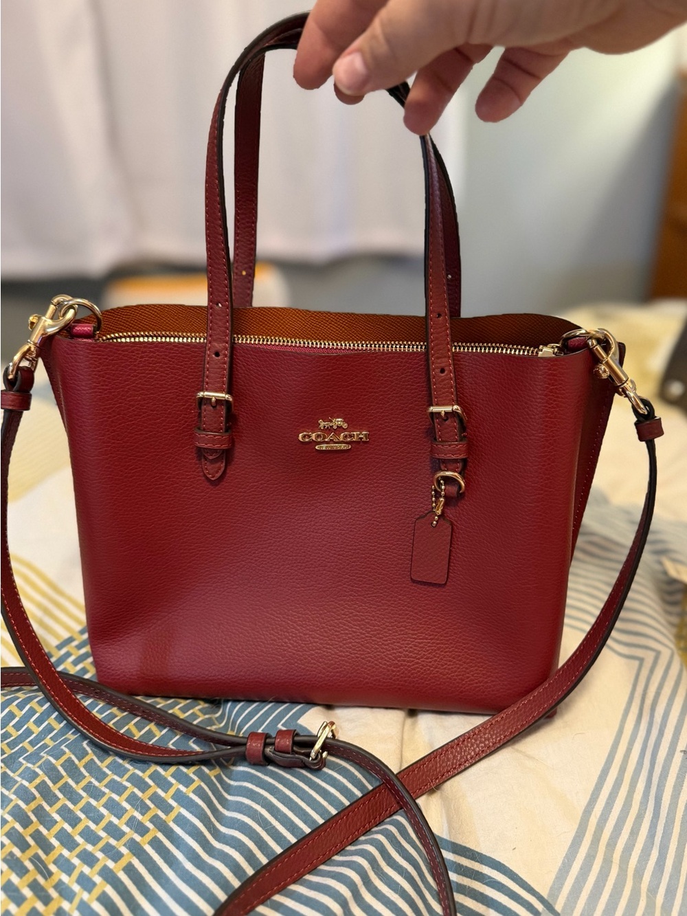Coach Mollie Red Leather Tote Bag